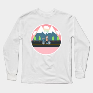 Kawaii dogs going on a road trip on the bicycle to the mountains Long Sleeve T-Shirt